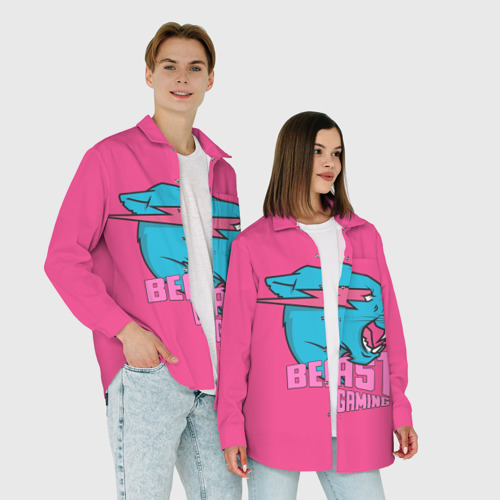 Женская рубашка oversize 3D с принтом Mr Beast Gaming Full Print Pink edition, фото #4