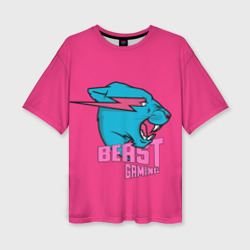 Женская футболка oversize 3D Mr Beast Gaming Full Print Pink edition