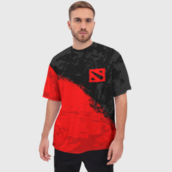 Мужская футболка oversize 3D Dota 2 red logo, брызги красок - фото 2