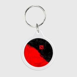 Брелок круглый Dota 2 red logo, брызги красок