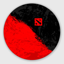 Круглый коврик для мышки Dota 2 red logo, брызги красок