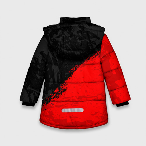 Зимняя куртка для девочек 3D Dota 2 red logo, брызги красок, цвет красный - фото 2