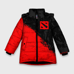 Зимняя куртка для девочек 3D Dota 2 red logo, брызги красок