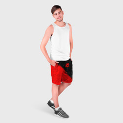 Мужские шорты 3D Dota 2 red logo, брызги красок - фото 2