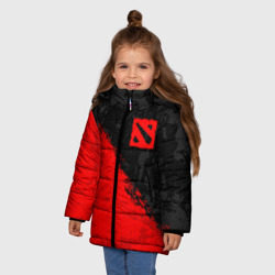 Зимняя куртка для девочек 3D Dota 2 red logo, брызги красок - фото 2