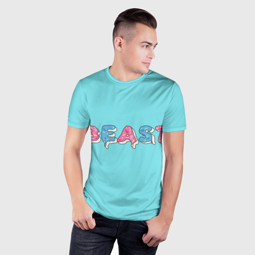 Мужская футболка 3D Slim с принтом Mr Beast Donut, фото на моделе #1