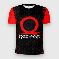 Мужская футболка 3D Slim God of war Кратос лого