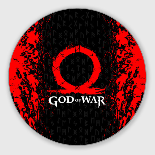 Круглый коврик для мышки God of war Кратос лого