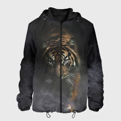 Мужская куртка 3D Тигр в тумане