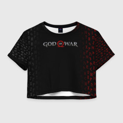 Женская футболка Crop-top 3D God of war logo, руны