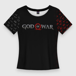 Женская футболка 3D Slim God of war logo, руны