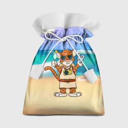 Подарочный 3D мешок Тигр в отпуске на новый год на море