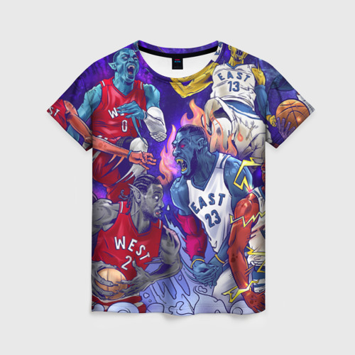 Женская футболка 3D Баскетболисты НБА, цвет 3D печать