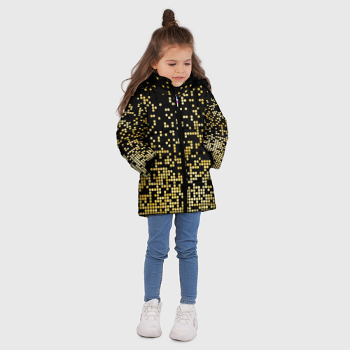 Зимняя куртка для девочек 3D Fashion pattern - pixels, цвет черный - фото 5