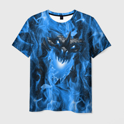 Футболка 3D Дракон в синем пламени / Dragon in blue flame (Мужская)