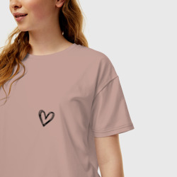 Женская футболка хлопок Oversize Сердечко крохотное - фото 2