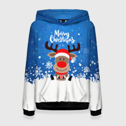 Женская толстовка 3D Олень сидит с подарком