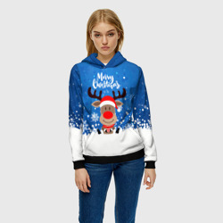 Женская толстовка 3D Олень сидит с подарком - фото 2