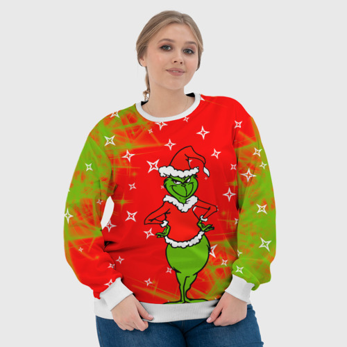 Женский свитшот 3D Новогодний Grinch на танцполе, цвет 3D печать - фото 6