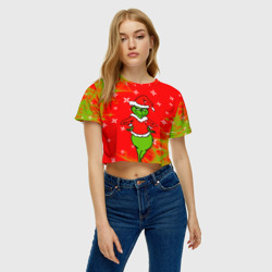 Женская футболка Crop-top 3D Новогодний Grinch на танцполе - фото 2