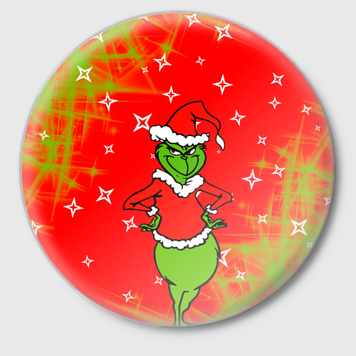 Значок Новогодний Grinch на танцполе, цвет белый