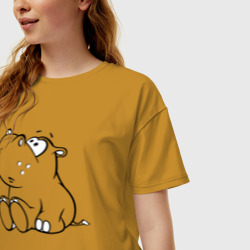 Женская футболка хлопок Oversize Бегемотик детский cotton theme - фото 2