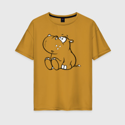 Женская футболка хлопок Oversize Бегемотик детский cotton theme