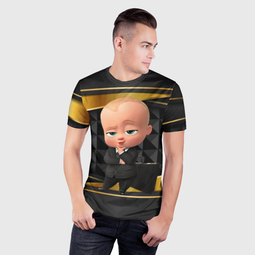 Мужская футболка 3D Slim Boss gold black, цвет 3D печать - фото 3