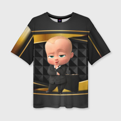 Женская футболка oversize 3D Boss gold black