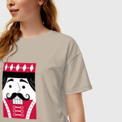 Женская футболка хлопок Oversize Щелкунчик face - фото 2