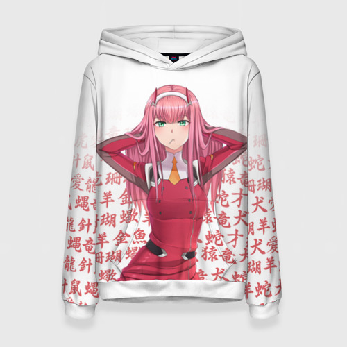 Женская толстовка 3D 02 Zero Two Darling IN the Franxx иероглифы, цвет 3D печать