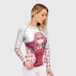 Женский рашгард 3D 02 Zero Two Darling IN the Franxx иероглифы - фото 2
