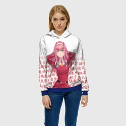 Женская толстовка 3D 02 Zero Two Darling IN the Franxx иероглифы - фото 2