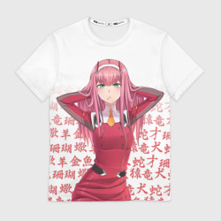 Мужская футболка 3D 02 Zero Two Darling IN the Franxx иероглифы