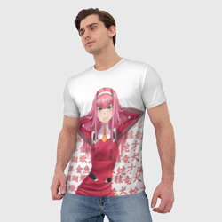 Мужская футболка 3D 02 Zero Two Darling IN the Franxx иероглифы - фото 2