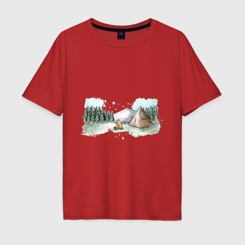 Мужская футболка хлопок Oversize с принтом Поход в горы, вид спереди #2