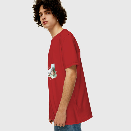 Мужская футболка хлопок Oversize с принтом Поход в горы, вид сбоку #3