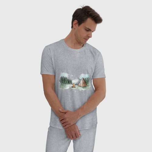 Мужская пижама хлопок с принтом Поход в горы, фото на моделе #1