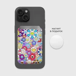 Картхолдер Magsafe магнитный Цветы Takashi Murakami - фото 2