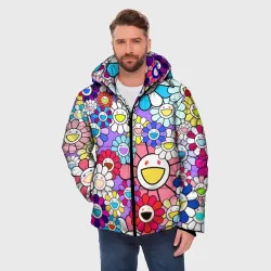 Мужская зимняя куртка 3D Цветы Takashi Murakami - фото 2