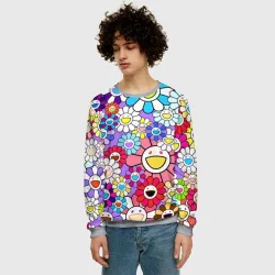 Мужской свитшот 3D Цветы Takashi Murakami - фото 2