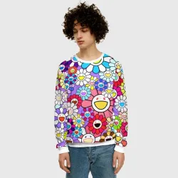 Мужской свитшот 3D Цветы Takashi Murakami - фото 2