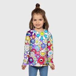 Детский лонгслив 3D Цветы Takashi Murakami - фото 2