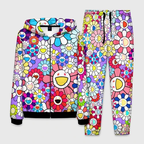 Мужской костюм 3D Цветы Takashi Murakami