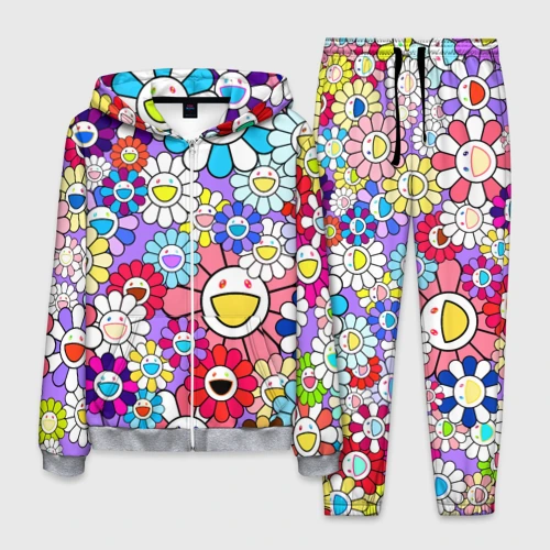 Мужской костюм 3D Цветы Takashi Murakami