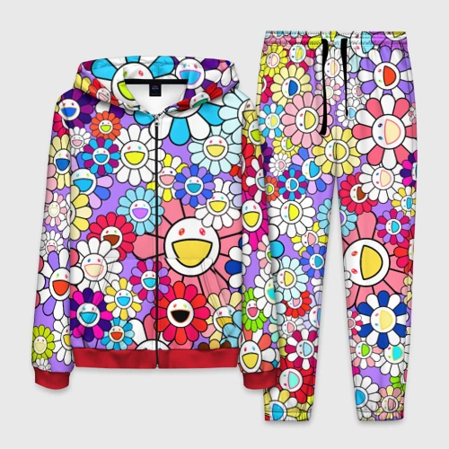 Мужской костюм 3D Цветы Takashi Murakami