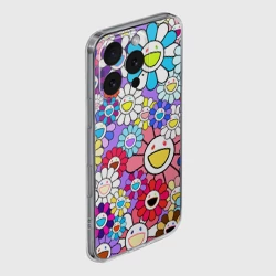 Чехол для iPhone 16 Pro Max силиконовый с защитой камеры Цветы Takashi Murakami - фото 2