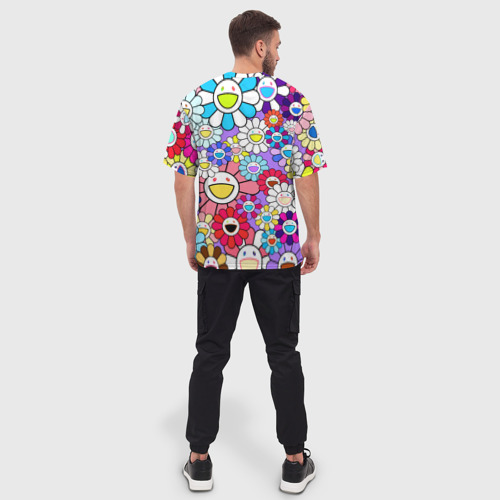 Мужская футболка oversize 3D Цветы Takashi Murakami, цвет 3D печать - фото 4