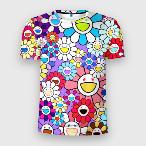 Мужская футболка 3D Slim Цветы Takashi Murakami, цвет 3D печать
