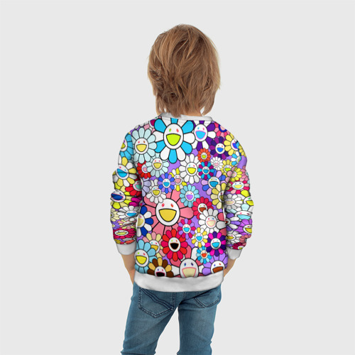 Детский свитшот 3D Цветы Takashi Murakami, цвет 3D печать - фото 6